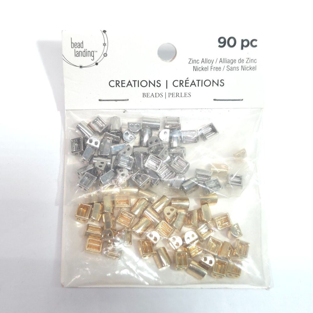 Bead Landing 90 pc Silver Gold Metallic Zinc Alloy Craft Beads Pack New